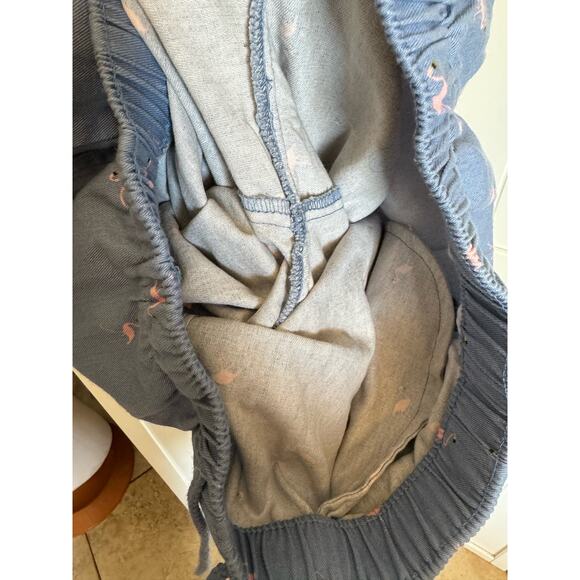 Coral Bay Womens Shorts Sz S Blue Twill Pink Flamingos Drawstring Elastic Waist - Picture 8 of 8